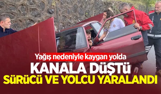 Zonguldak'ta otomobil kanala düştü: 2 yaralı