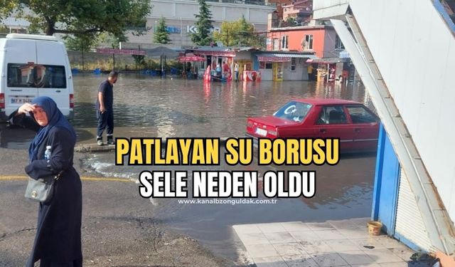 Karaelmasta su borusu patladı: Her yer göl oldu