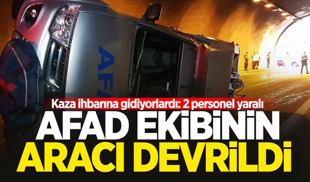 Kaza ihbarına giden AFAD ekibinin aracı devrildi: 2 personel yaralı