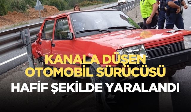 Kontrolden çıkan otomobil kanala düştü