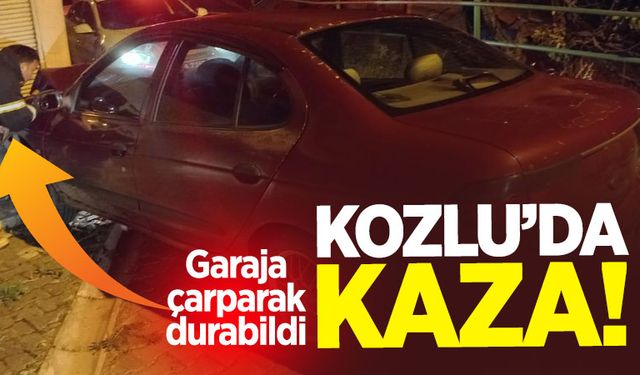 Kozlu'da kaza: Garaja çarparak durabildi!