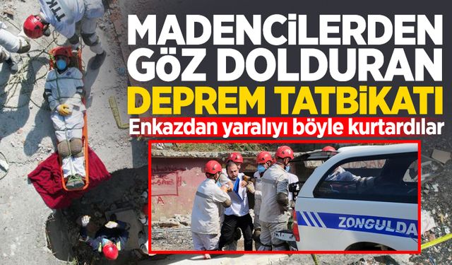 Madencilerden göz dolduran deprem tatbikatı