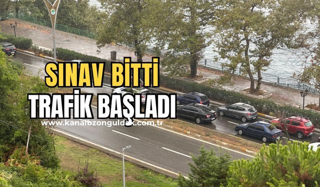 Sınavın bitmesi ile birlikte trafik kilitlendi