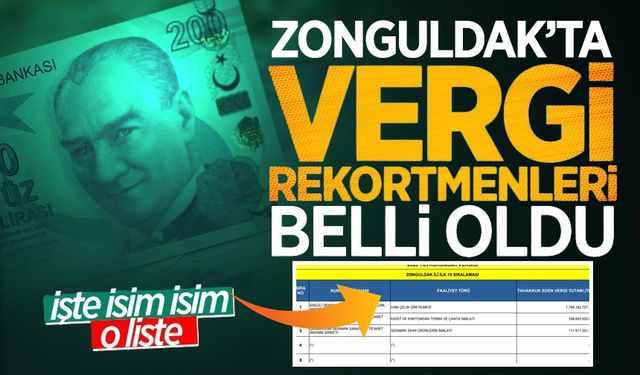 Zonguldak'taki vergi rekortmenleri belli oldu! İşte isim isim o liste...