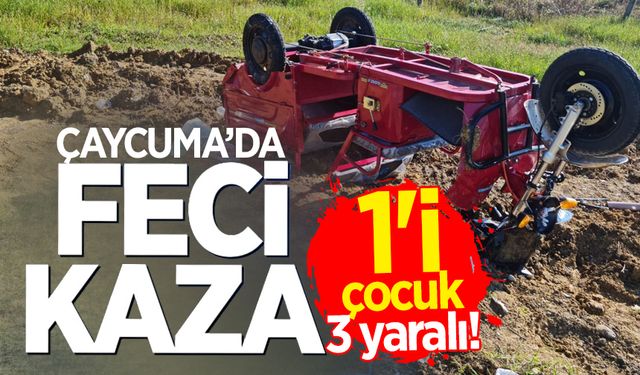 Çaycuma'da feci kaza: 1'i çocuk 3 yaralı!