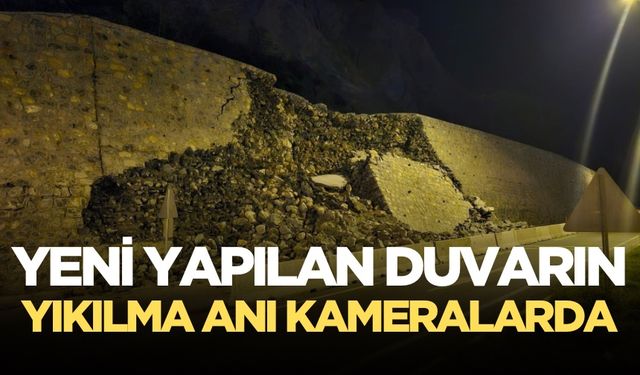 Karayolundaki heyelan anı kamerada