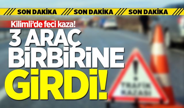 Kilimli sahil yolunda feci kaza: 3 araç birbirine girdi!