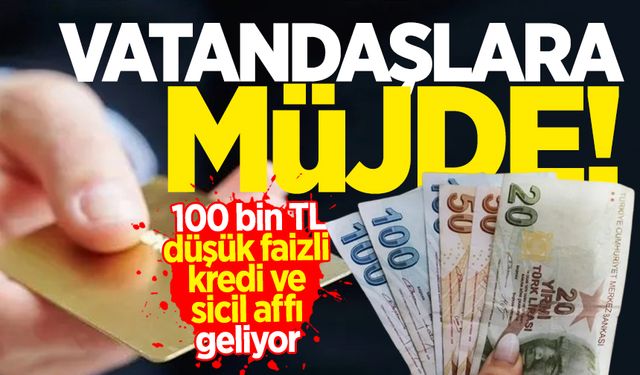 Vatandaşlara müjde: 100 bin TL düşük faizli kredi ve sicil affı geliyor