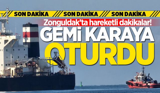 Zonguldak'ta hareketli dakikalar: Gemi karaya oturdu!