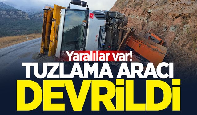 Tuzlama aracı devrildi: 2 kişi yaralandı