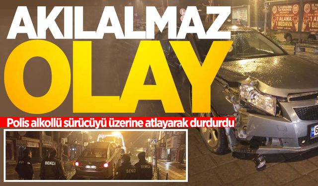 Çaycuma'da akılalmaz olay: Polis alkollü sürücüyü aracın üzerine atlayarak durdurdu!