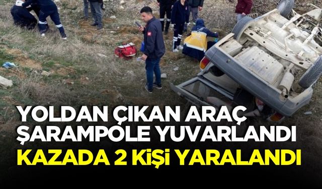 şarampole yuvarlanan otomobildeki 2 kişi yaralandı