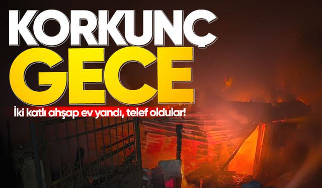 İki katlı ahşap ev yandı, iki büyükbaş hayvan telef oldu