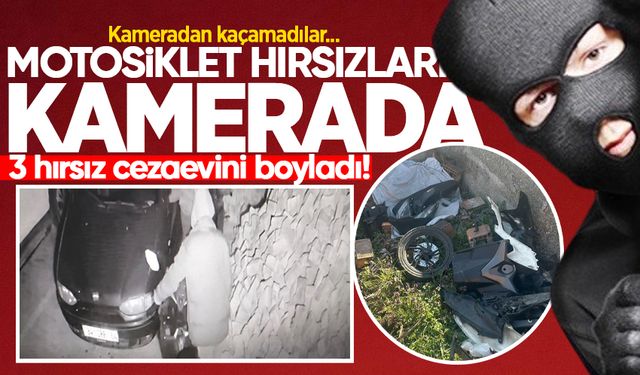 Motosiklet hırsızları kamerada: 3 kişi cezaevini boyladı!