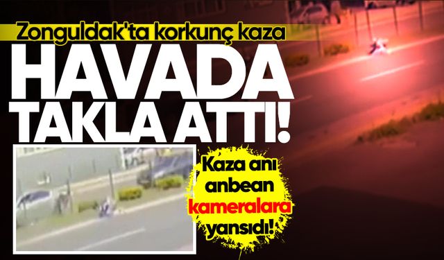 Zonguldak'ta korkunç kaza: Motosiklet havada takla attı!