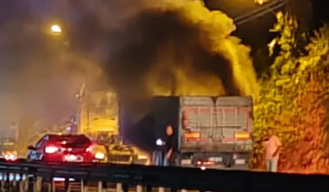 Ereğli-Alaplı yolunda TIR dorsesi alev aldı