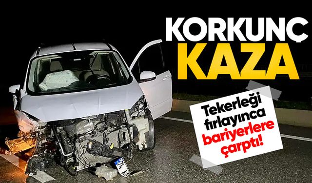 Tekerleği fırlayınca bariyerlere çarptı: 1'i çocuk 3 kişi yaralandı!