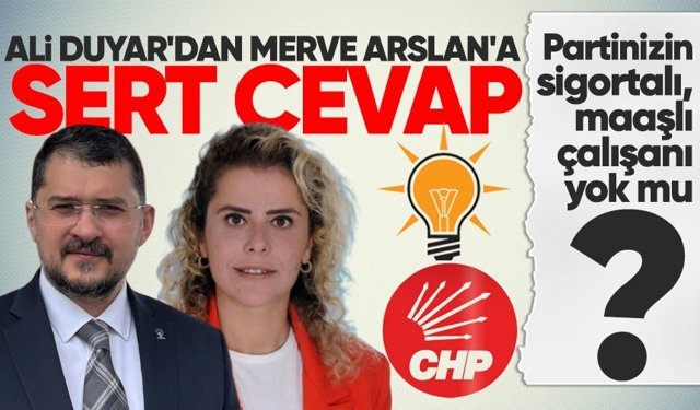 Ali Duyar'dan Merve Arslan'a sert cevap: "Partinizin sigortalı, maaşlı çalışanı yok mu?"
