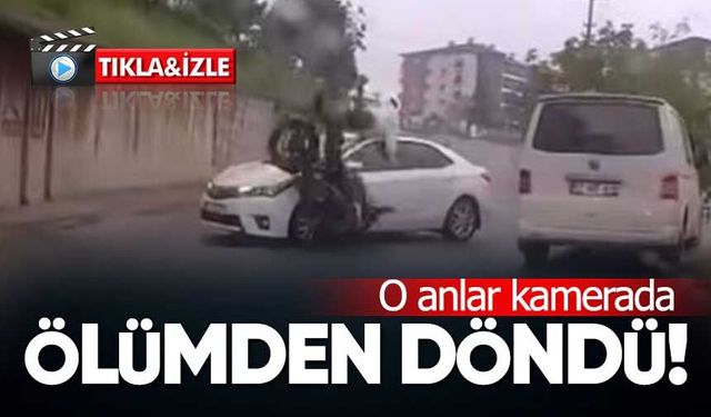 Motosiklet Otomobile Çarptı: Kaza Anı Kamerada
