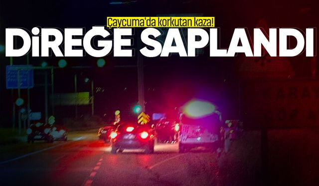 Çaycuma'da korkutan kaza! Mıcıra kapılıp direğe saplandı