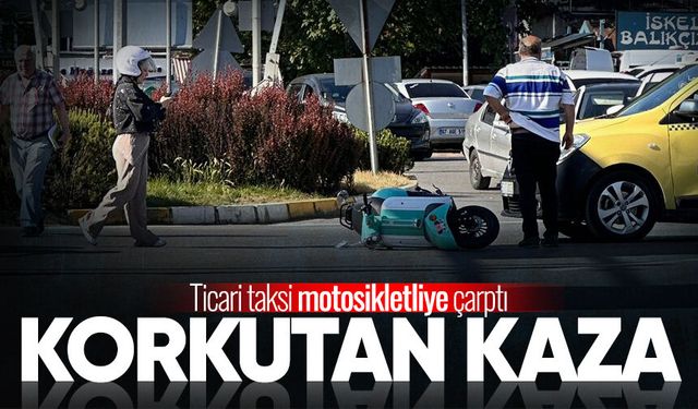 Zonguldak’ta korkutan kaza: Ticari taksi motosikletliye çarptı