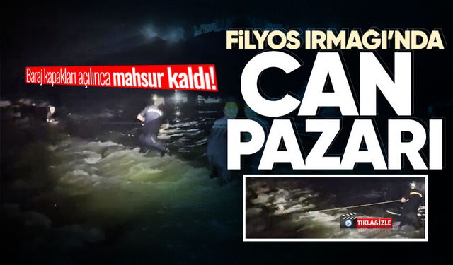 Baraj kapakları açılınca mahsur kaldı! Filyos ırmağında can pazarı