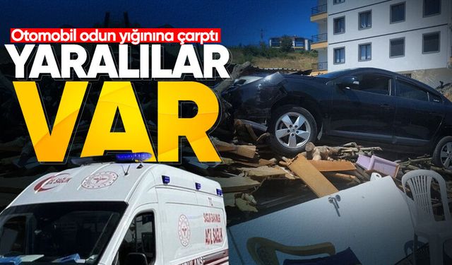 Otomobil odun yığınına çarptı: 6 kişi yaralandı