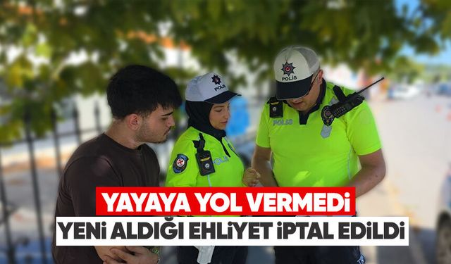Yayaya yol vermedi, yeni aldığı ehliyeti iptal edildi