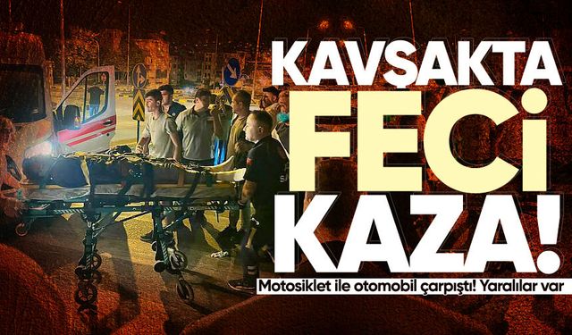 Kavşakta kaza: Motosiklet ile otomobil çarpıştı! Yaralılar var