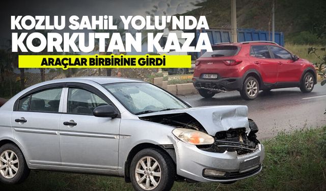 Kozlu Sahil Yolu'nda korkutan kaza: Araçlar birbirine girdi