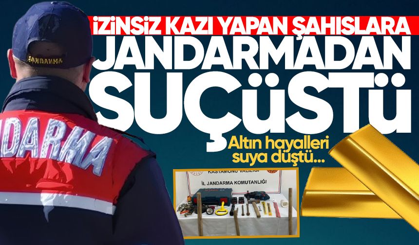 İzinsiz kazı yapan şahıslara jandarmadan suçüstü