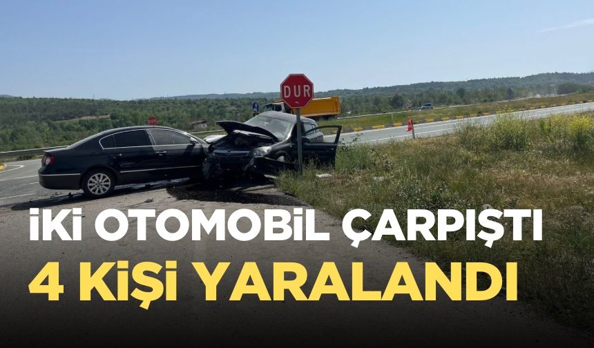 iki otomobil  çarpıştı:  4 yaralı