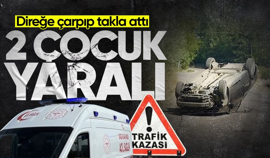Direğe çarpıp takla attı: 2'si çocuk 3 kişi yaralı!