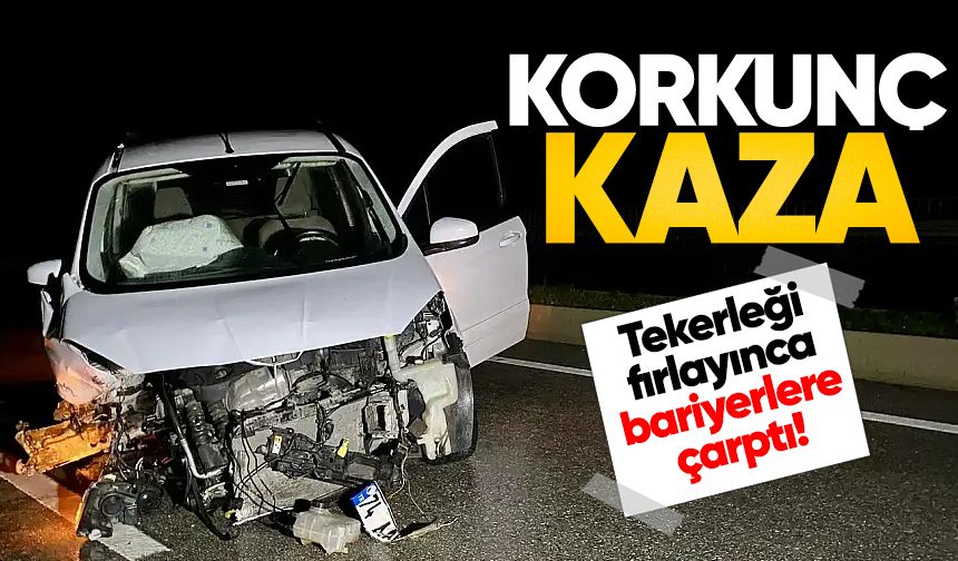 Tekerleği fırlayınca bariyerlere çarptı: 1'i çocuk 3 kişi yaralandı!
