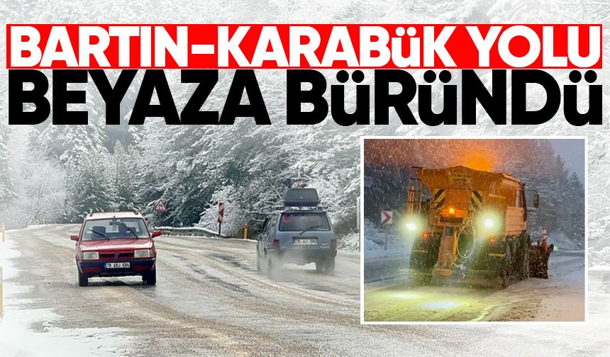 Bartın-Karabük yolu beyaza büründü