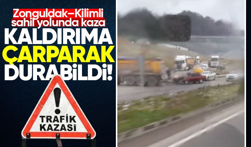 Zonguldak–Kilimli sahil yolunda kaza: Kaldırıma çarparak durabildi!