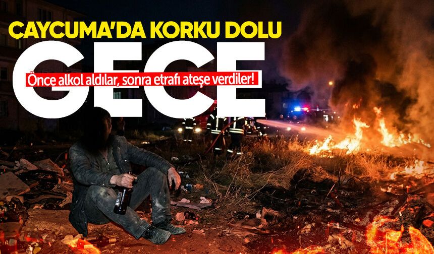 Çaycuma'da korku dolu gece: Önce alkol aldılar, sonra etrafı ateşe verdiler!