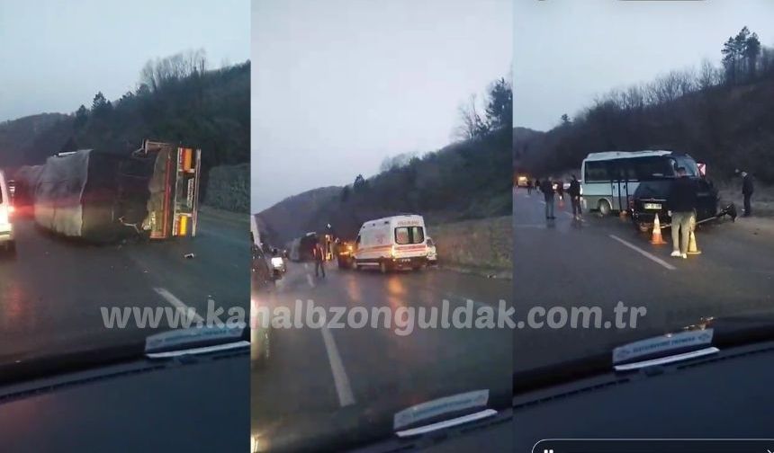 Zonguldak’ta feci kaza: Buzlanan yolda 7 araç zincirleme kaza yaptı