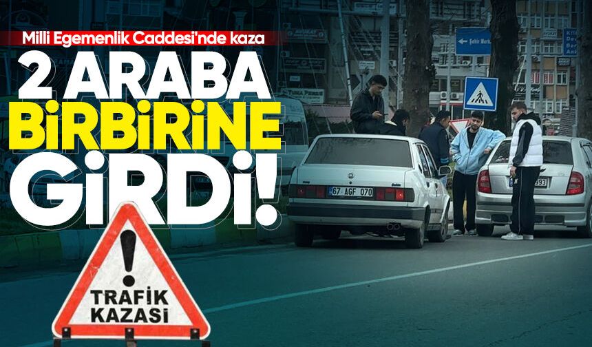 Milli Egemenlik Caddesi'nde kaza: 2 araba birbirine girdi!