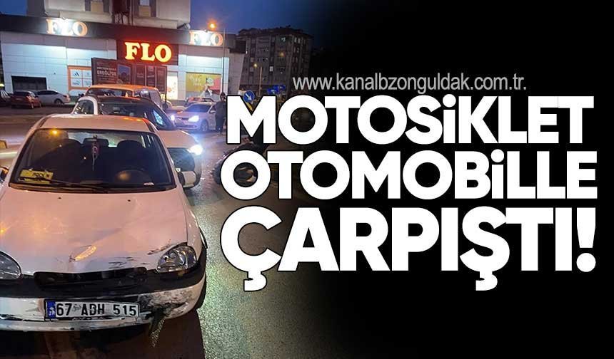 Motosiklet ile otomobil çarpıştı!