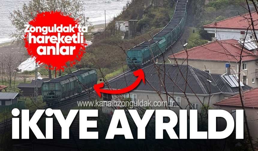Seyir halindeki tren ikiye ayrıldı