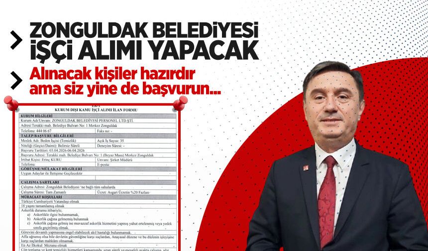 Zonguldak Belediyesi 35 beden işçisi alıyor