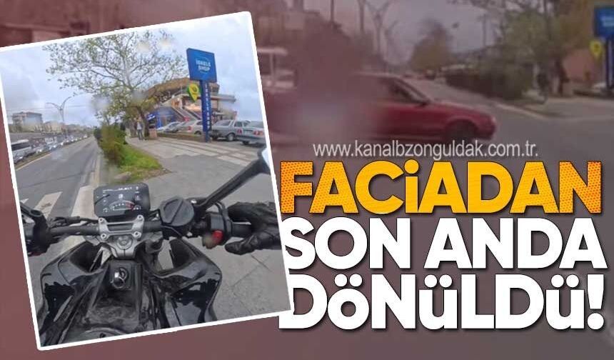 Zonguldak’ta motosiklet sürücü ölümle burun buruna geldi
