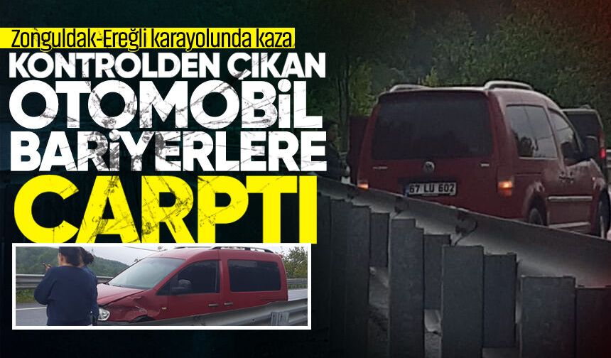 Elmacı Rampası'nda otomobil bariyerlere çarparak durabildi