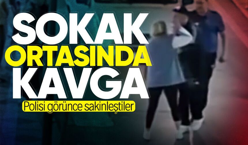 Sokak ortasında kavga: Polisi görünce sakinleştiler
