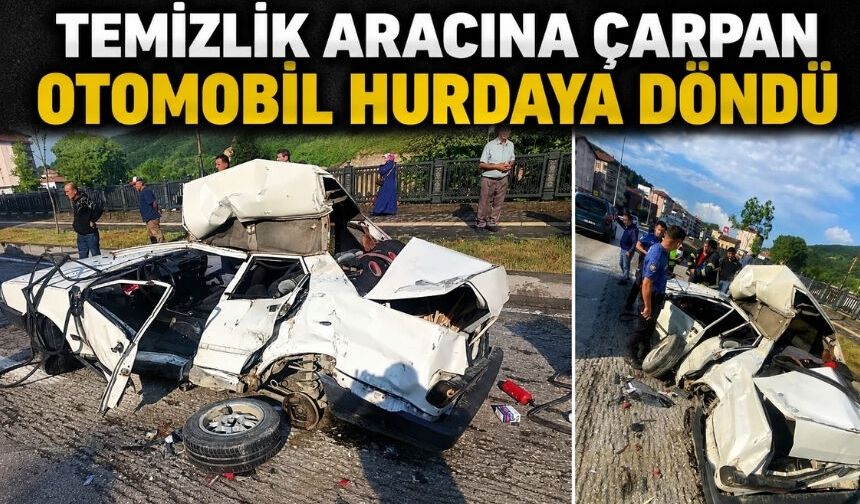 Devrek yolunda feci kaza: Temizlik aracına çarptı 1 yaralı