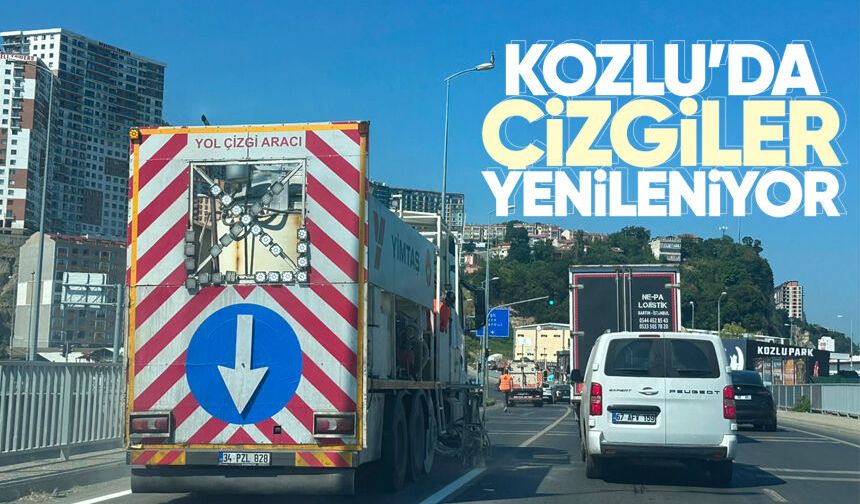 Kozlu sahil yolunda trafik güvenliği için çizgiler yenileniyor