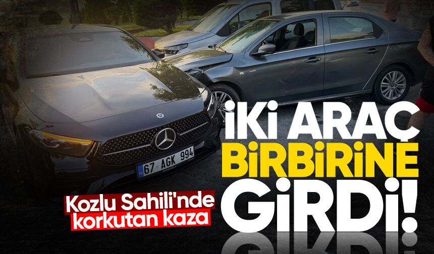 Kozlu Sahili'nde korkutan kaza: İki araç birbirine girdi!