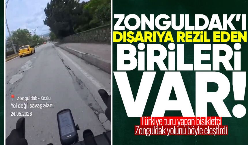 Türkiye turu yapan bisikletçi Zonguldak yolunu eleştirdi