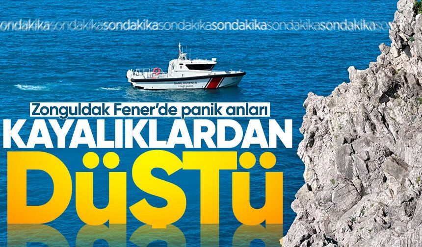 Zonguldak Fener’de panik anları: Balık tutarken kayalıklardan denize düştü
